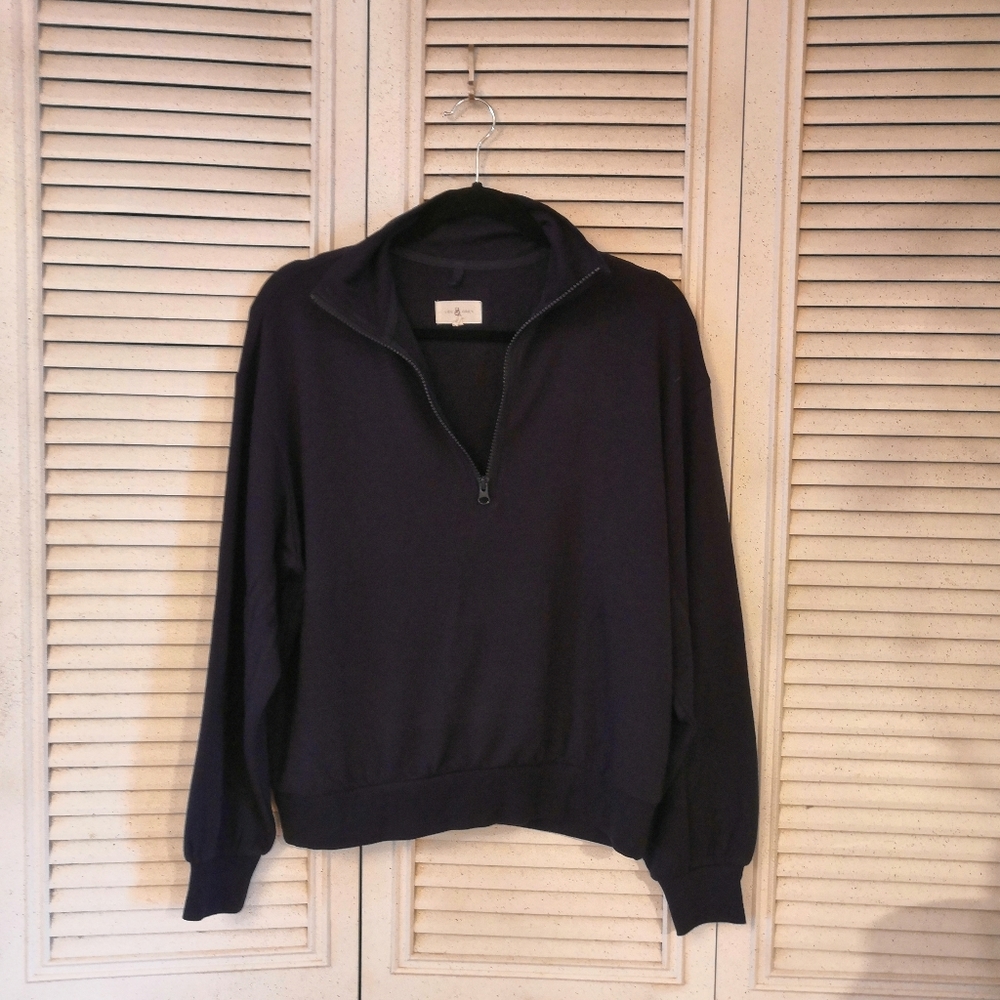 Lou & Grey 1/4 Zip Med Navy SigSoft Sweatshirt